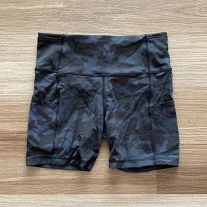 Lululemon Gray Camo Bike Shorts